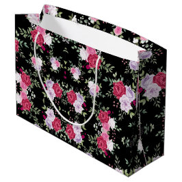 Rot-Rosa-Aquarell-Blume Vintages Muster Große Geschenktüte