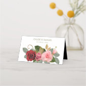 Rot-Rosa-Bouquet-Hochzeit Platzkarte (Rückseite)