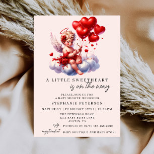 Rot Rosa Cherub Ein Kleiner Schatz Baby-Party Einladung
