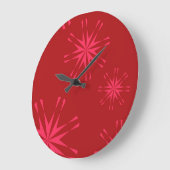 Rot, rosa, cool angesagte moderne Blume abstrakt Große Wanduhr (Winkel)