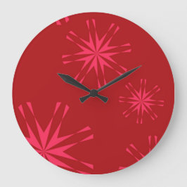 Rot, rosa, cool angesagte moderne Blume abstrakt Große Wanduhr