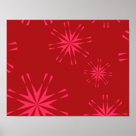 Rot, rosa, cool angesagte moderne Blume abstrakt Poster (Vorne)