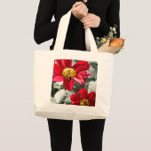 Rot-Rosa-Disy / Gänseblümchen Blume Jumbo Stoffbeutel (Vorderseite (Produkt))
