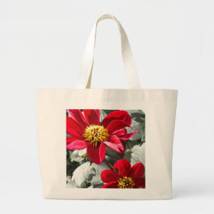 Rot-Rosa-Disy / Gänseblümchen Blume Jumbo Stoffbeutel
