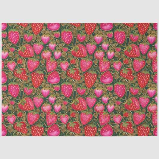 Rot-Rosa-Erdbeermuster Seidenpapier (Vorderseite)