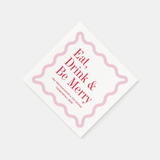 Rot Rosa Essen Drink und Sei froh Wavy Platz Serviette (Ecke)