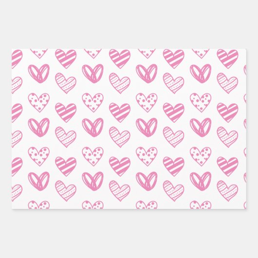 Rot, Rosa, farbenfrohe Herzdesign Geschenkpapier Set (Vorderseite 3)