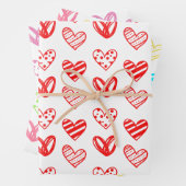 Rot, Rosa, farbenfrohe Herzdesign Geschenkpapier Set (Beispiel)