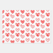 Rot, Rosa, farbenfrohe Herzdesign Geschenkpapier Set (Vorderseite)