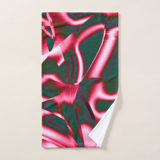 Rot-Rosa-Farbtöne auf abstrakten Tapes in dunklem Badhandtuch Set (Handtuch)