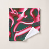 Rot-Rosa-Farbtöne auf abstrakten Tapes in dunklem Badhandtuch Set (Waschlappen)