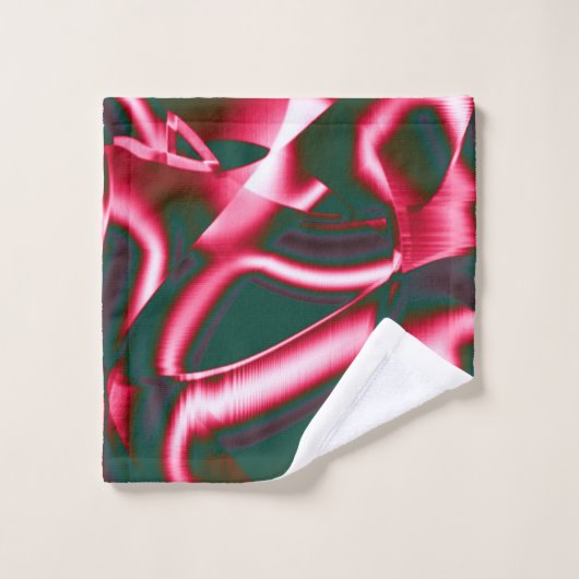 Rot-Rosa-Farbtöne auf abstrakten Tapes in dunklem Badhandtuch Set (Waschlappen)