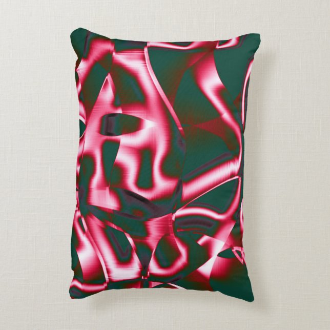 Rot-Rosa-Farbtöne auf abstrakten Tapes in dunklem  Dekokissen (Rückseite(Vertikal))