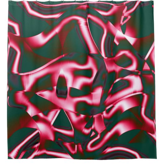 Rot-Rosa-Farbtöne auf abstrakten Tapes in dunklem Duschvorhang (Vorderseite)