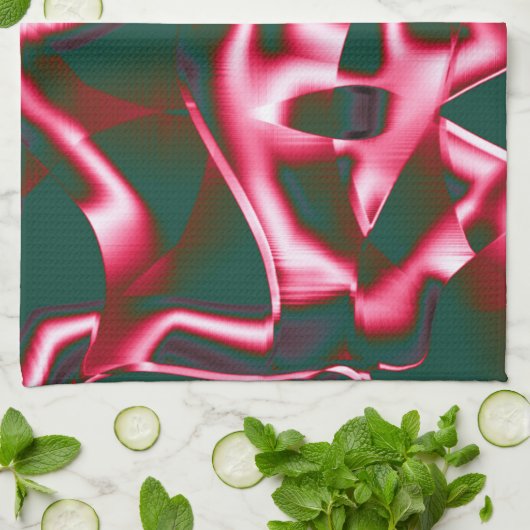 Rot-Rosa-Farbtöne auf abstrakten Tapes in dunklem Geschirrtuch (Gefaltet)