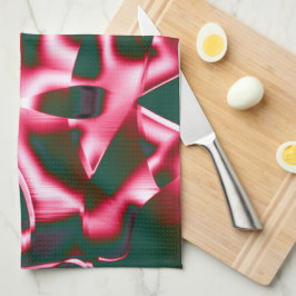 Rot-Rosa-Farbtöne auf abstrakten Tapes in dunklem  Geschirrtuch