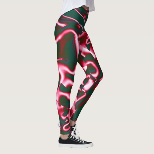 Rot-Rosa-Farbtöne auf abstrakten Tapes in dunklem Leggings (Rechts)