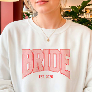 Rot + Rosa Faux Glitter BRIDE Varsity-Buchstabe Sweatshirt