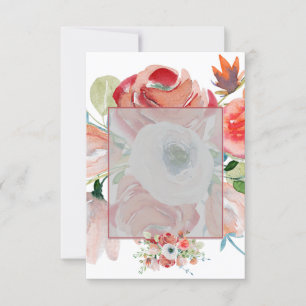 Rot-rosa florales Hochzeitsbudget ohne Schnörkel Einladung