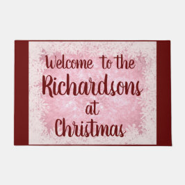 Rot / Rosa Frost personalisierte Familie Willkomme Fußmatte