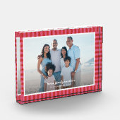 Rot rosa gestreifter Rahmen mit individuellem Text Fotoblock (Links)