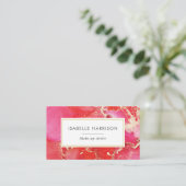 Rot-Rosa-Goldfarben-Visitenkarte Visitenkarte (Stehend Vorderseite)