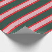 Rot, Rosa & Grün gestreift Geschenkpapier (Ecke)