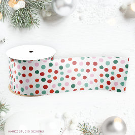 Rot, Rosa, grüner Weihnachtsmann Confetti Ribbon Satinband