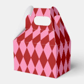 Rot Rosa Harlekin Karomuster Design  Geschenkschachtel (Rückseite)