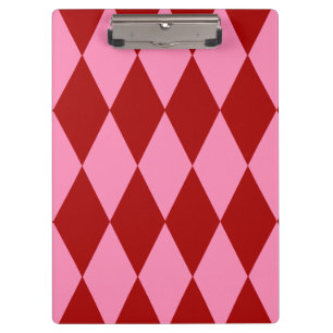 Rot Rosa Harlekin Karomuster Design Klemmbrett