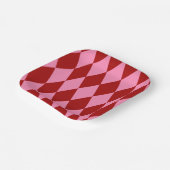 Rot Rosa Harlekin Karomuster Design  Pappteller (Gewinkelt)