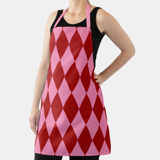 Rot Rosa Harlekin Karomuster Design Schürze