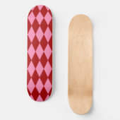 Rot Rosa Harlekin Karomuster Design Skateboard (Vorderseite)