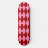 Rot Rosa Harlekin Karomuster Design Skateboard (Vorderseite)