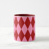 Rot Rosa Harlekin Karomuster Design Tasse (Zentrum)