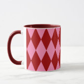 Rot Rosa Harlekin Karomuster Design Tasse (Links)