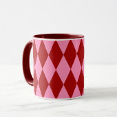 Rot Rosa Harlekin Karomuster Design Tasse (Vorderseite Links)