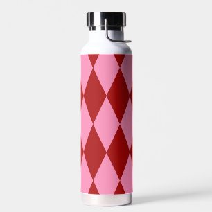 Rot Rosa Harlekin Karomuster Design Trinkflasche