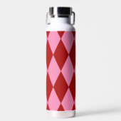 Rot Rosa Harlekin Karomuster Design Trinkflasche (Vorne)