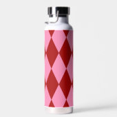 Rot Rosa Harlekin Karomuster Design Trinkflasche (Rechts)