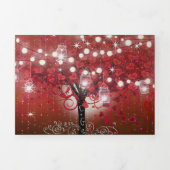 Rot-Rosa-Heart-Leaf-Tree auf Schwarzer Hochzeit Dreifach Gefaltete Einladung (Cover)