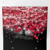 Rot-Rosa-Heart-Leaf-Tree auf Schwarzer Hochzeit Dreifach Gefaltete Einladung (Innen Erste Seite)