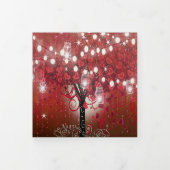 Rot-Rosa-Heart-Leaf-Tree auf Schwarzer Hochzeit Dreifach Gefaltete Einladung (Cover)