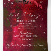 Rot-Rosa-Heart-Leaf-Tree auf Schwarzer Hochzeit Dreifach Gefaltete Einladung (Innenseite Mitte)