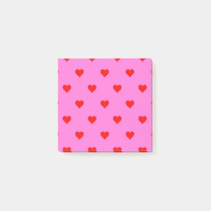 Rot rosa Herz Muster Retro Chic Post-it Klebezettel