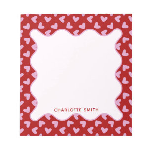 Rot rosa Herz Muster Valentinsgeschenk Notizblock