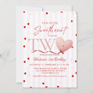 Rot rosa Herz Valentinstag Sweetheart Geburtstag Einladung