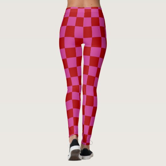 Rot + Rosa Karo Prüfmuster Leggings (Rückseite)