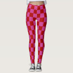 Rot   Rosa Karo Prüfmuster Leggings<br><div class="desc">Roter und rosa Karo Schachbrettmuster Leggings</div>