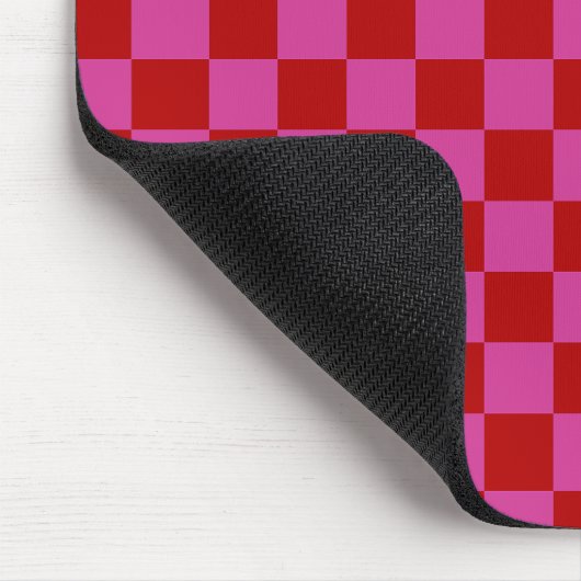 Rot + Rosa Karo Prüfmuster Mousepad (Ecke)